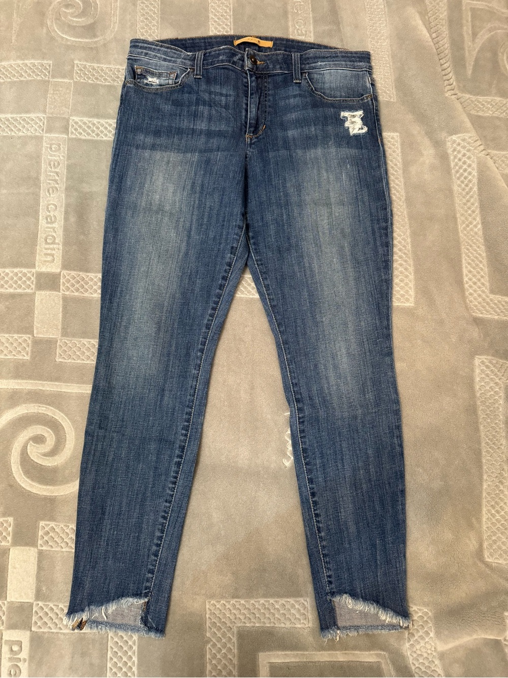 Joe's Jeans Medium Blue Cropped Distressed Skinny Jeans